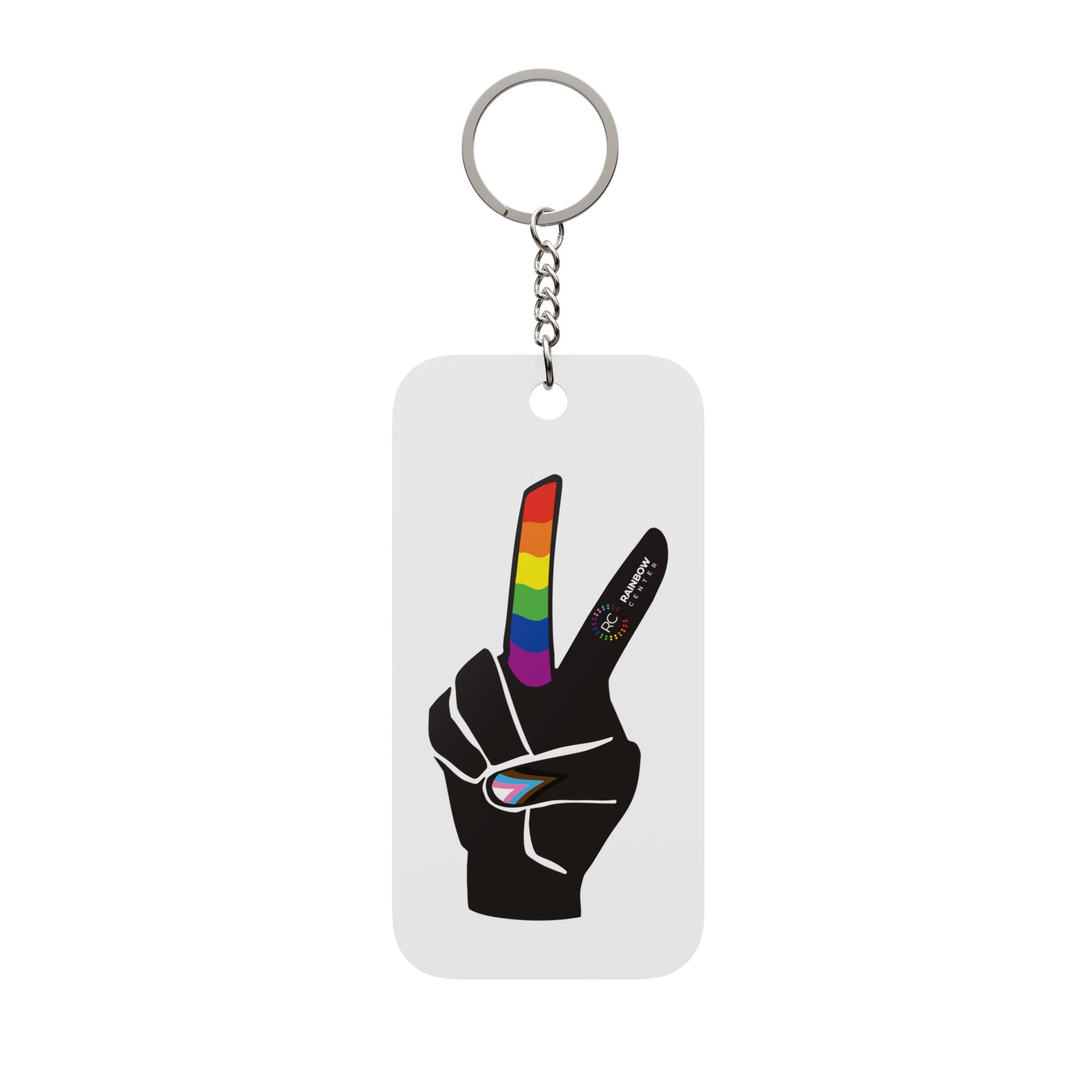 Tacoma Pride Rainbow Peace Sign Keychain