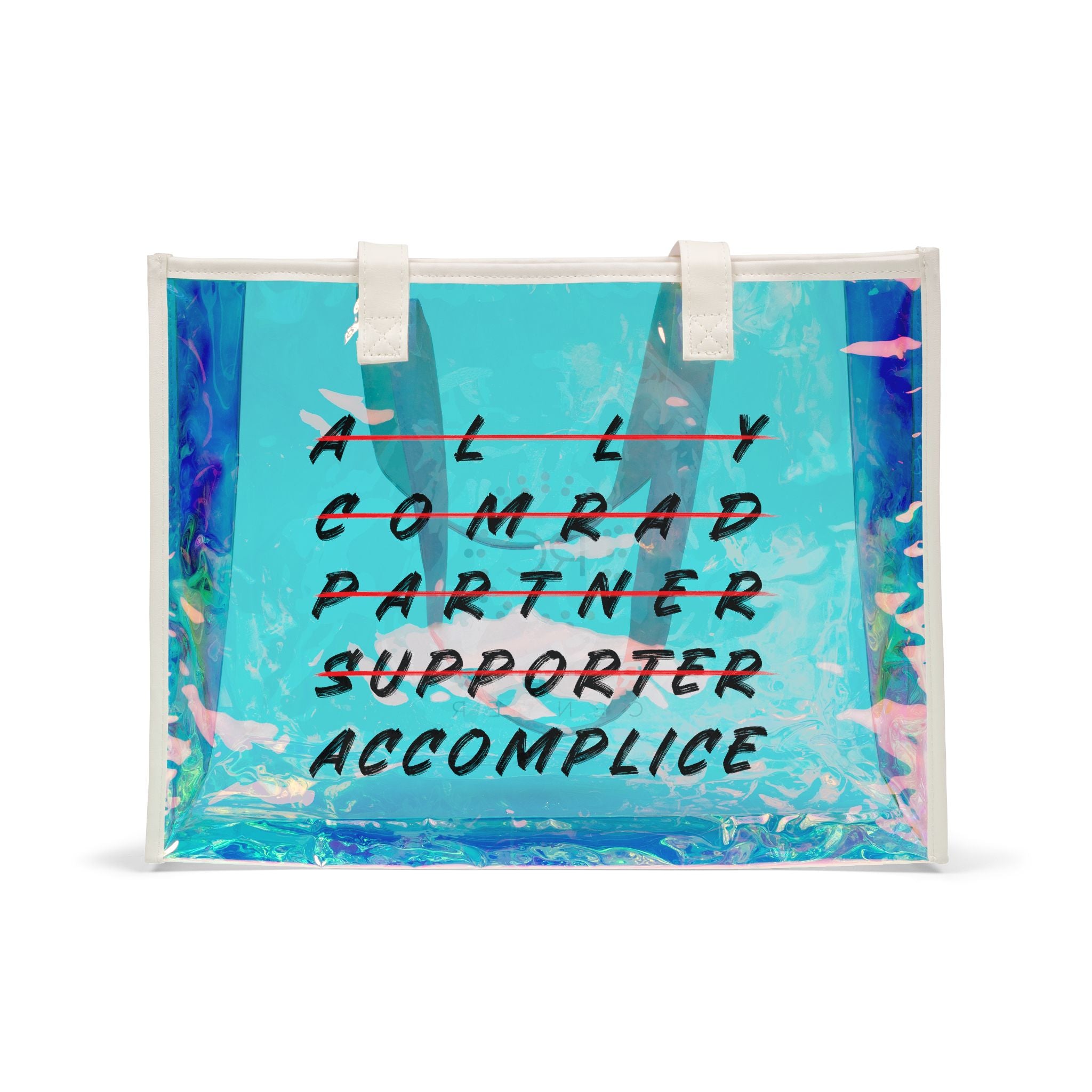 Ally to Accomplice Holographic Beach Tote Bag